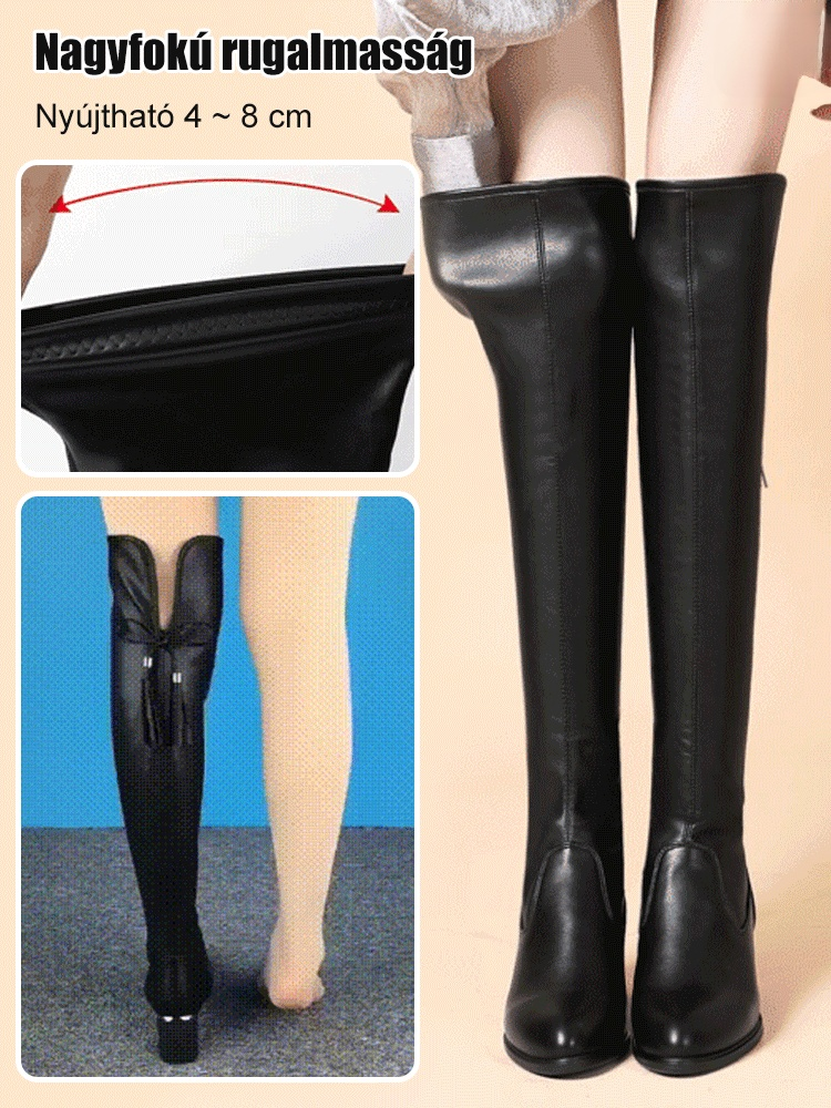 Stretch magas csizma valódi bőrből