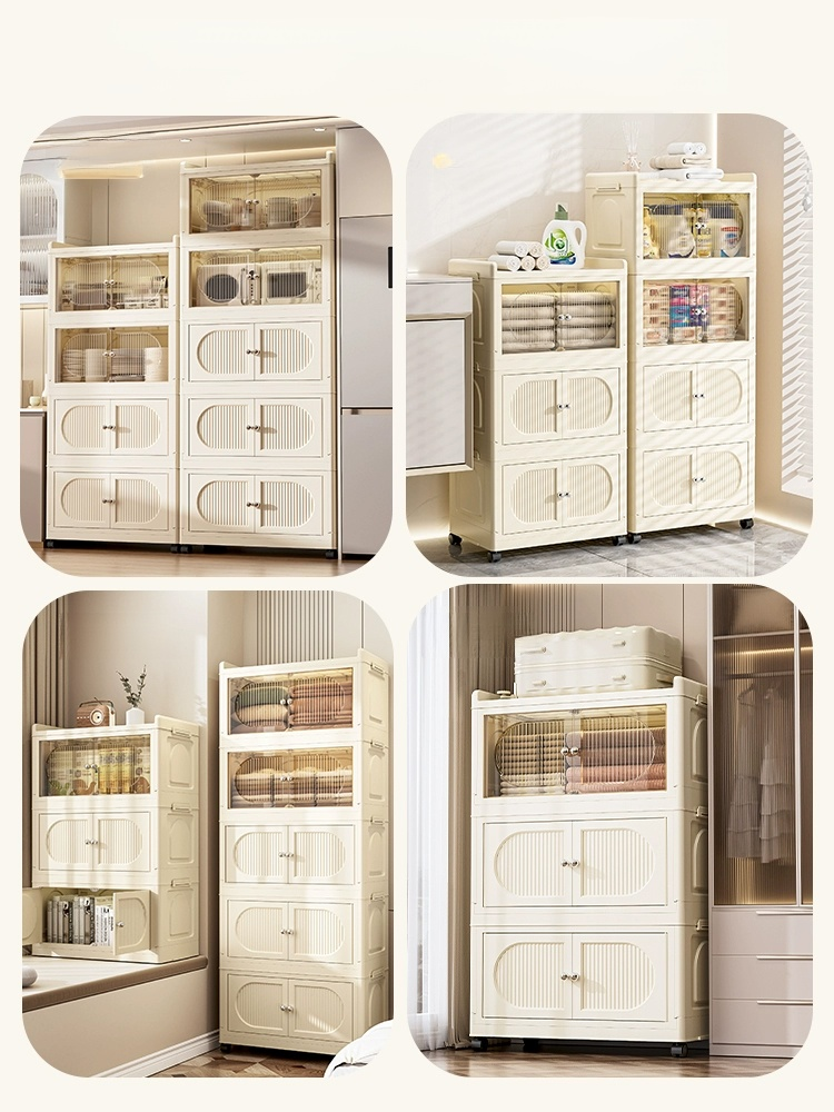 組み立て不要の折りたたみ式収納キャビネット