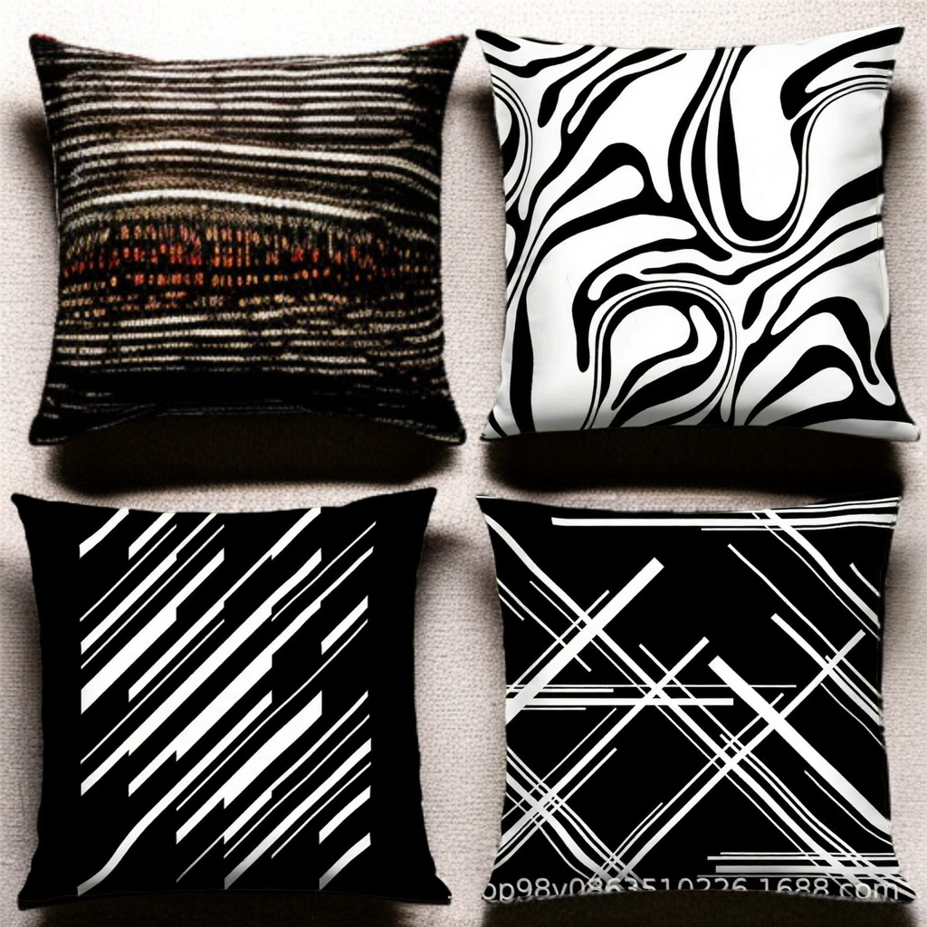 黑白幾何圖案抱枕套