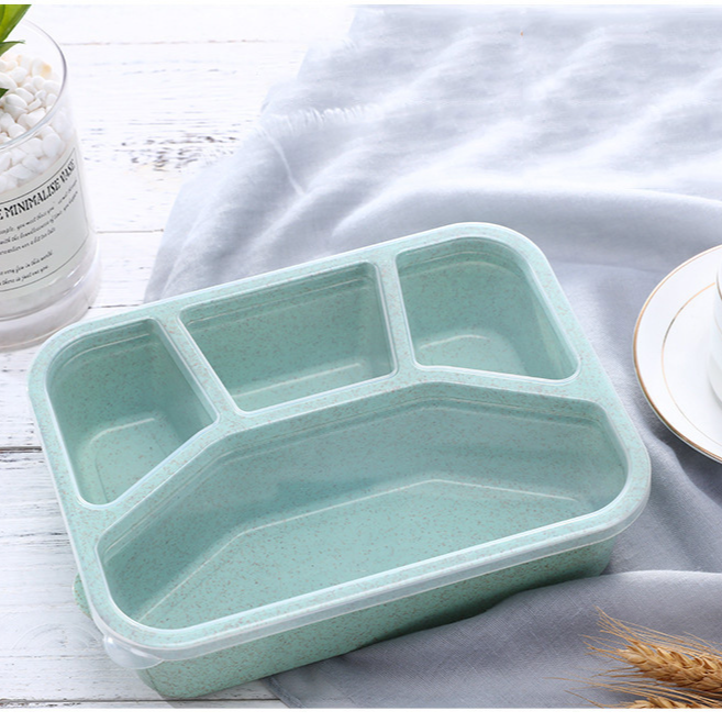食品グレードの籾殻ランチボックス小麦食器ランチボックス小麦わらコンパートメントランチボックススクエアファーストフードボックス小麦わらランチボックス
