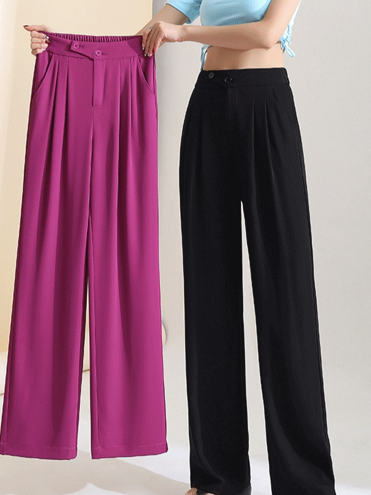 Figure-flattering versatile high-waisted wide leg trousers