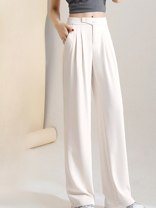 Figure-flattering versatile high-waisted wide leg trousers