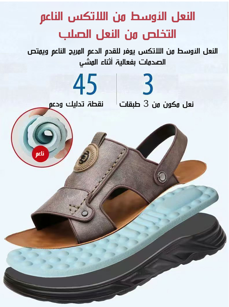 صندل كاجوال رجالي ذو طريقتان للارتداء (جلد طبيعي ) 