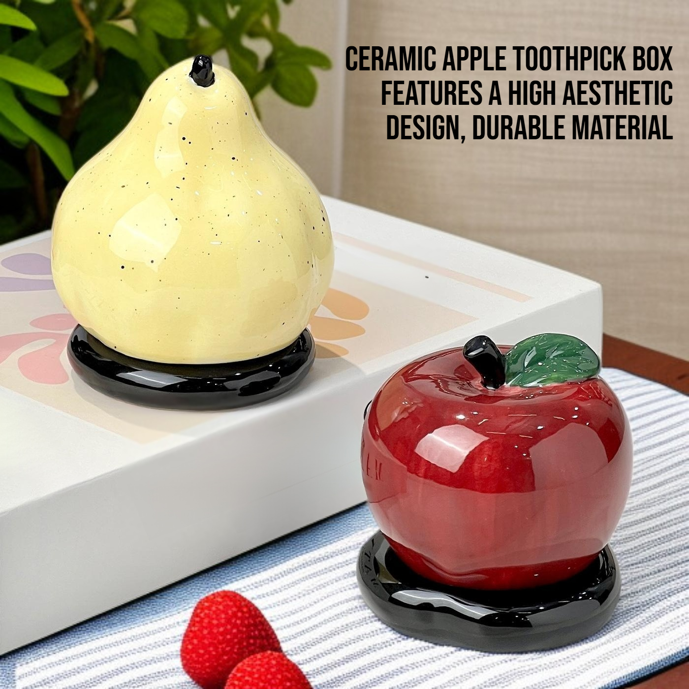 High aesthetic ceramic apple toothpick box