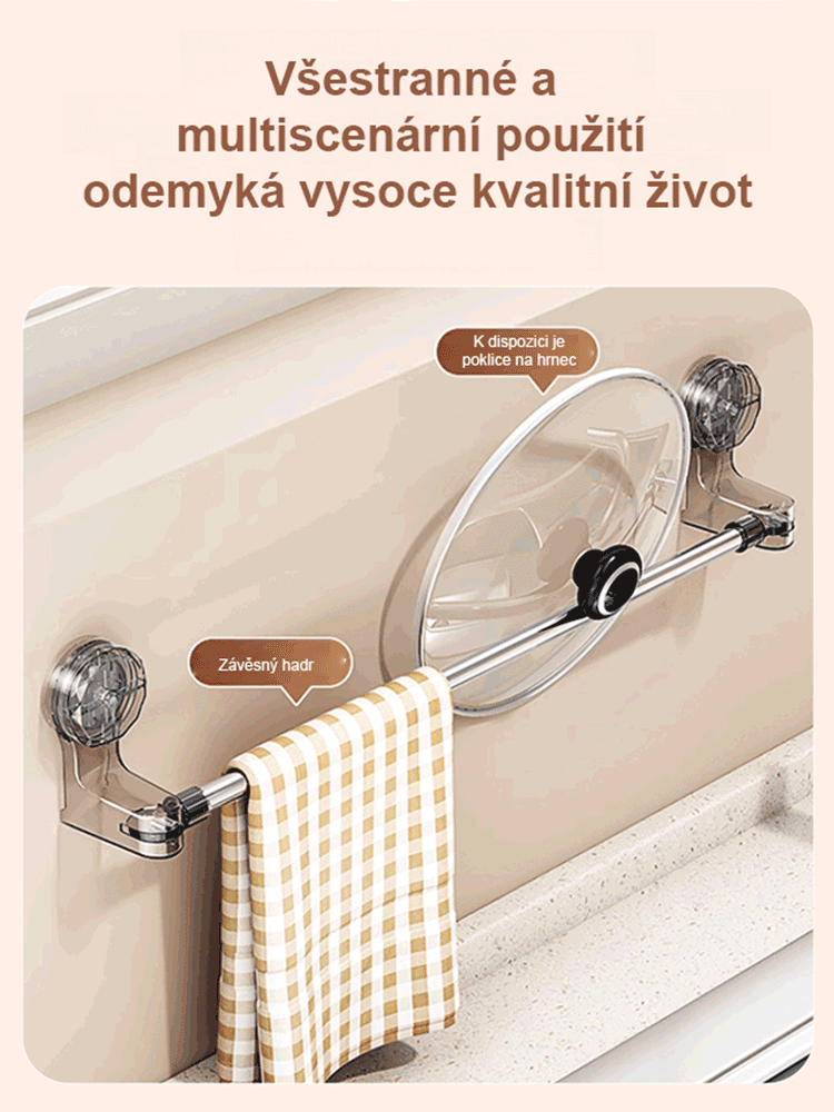 Teleskopische Aufbewahrungsstange mit Saugnapf ohne Bohren