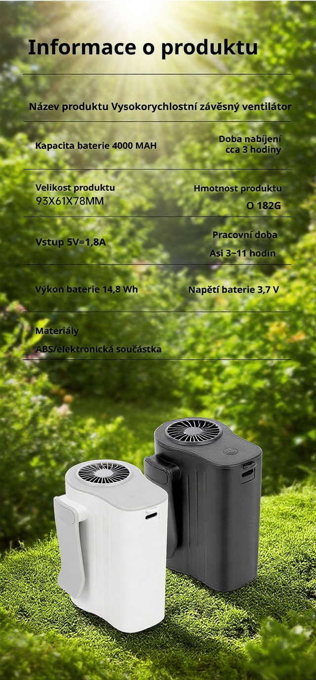 Výkonný přenosný ventilátor pro sportovní aktivity