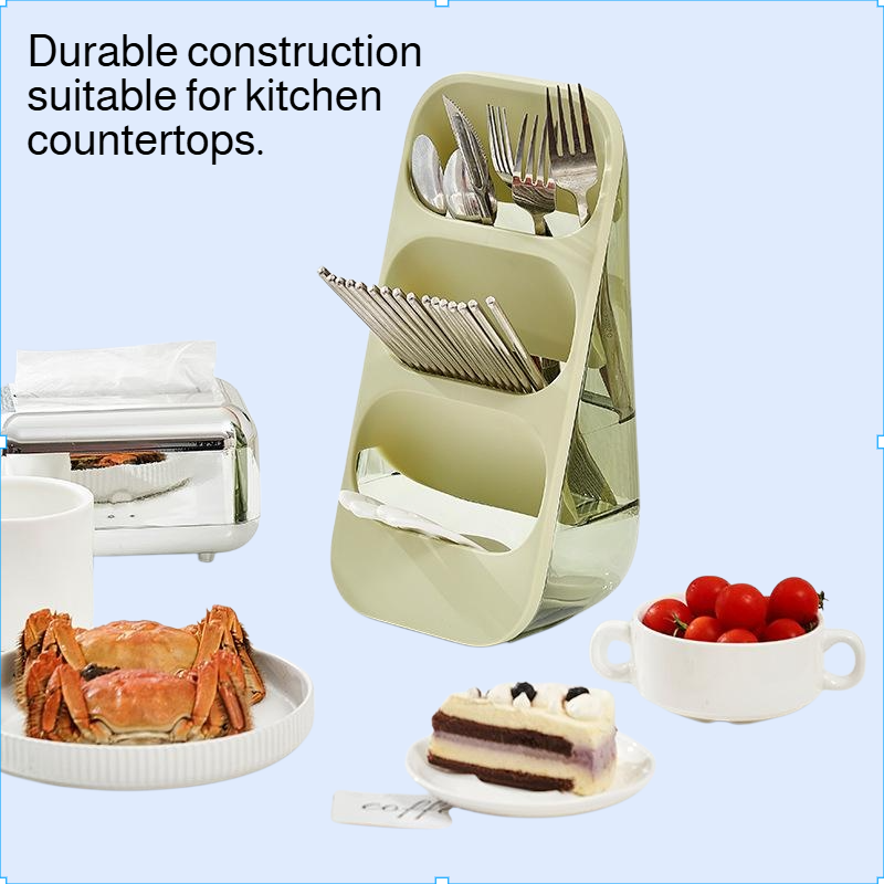 Desktop Slanted Three-Tier Chopsticks and Spoon Holder, Kitchen Storage Rack