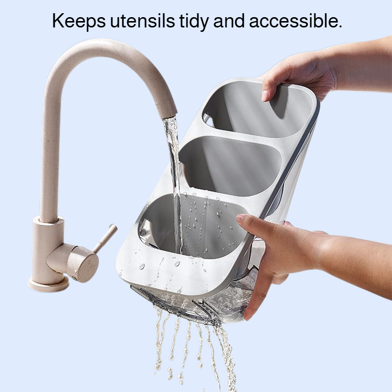 Desktop Slanted Three-Tier Chopsticks and Spoon Holder, Kitchen Storage Rack