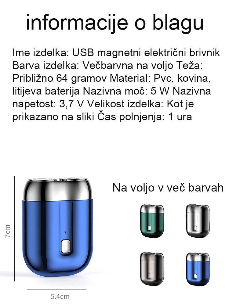 Nov mini električni brivnik z dvojno glavo