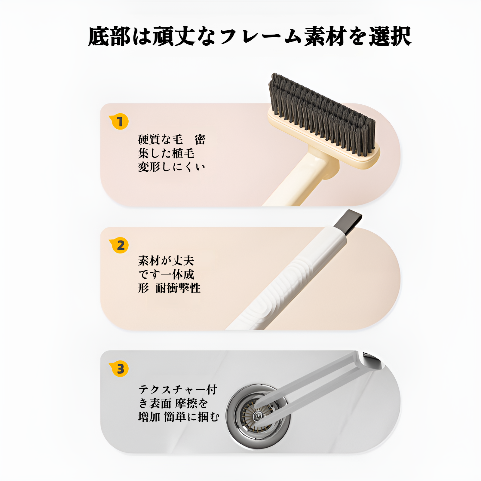 お風呂掃除 ブラシ 床 バスブラシ 風呂床ブラシ コンパクト 抗菌 浴室 ブラシ お風呂掃除 ブラシ 浴室 浴槽磨き トイレ掃除 床 窓 壁 玄関 お風呂 ブラシ 床