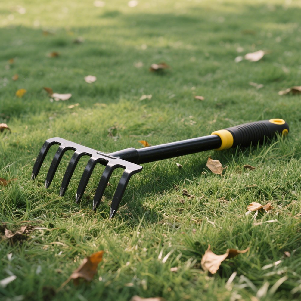 튼튼한 두꺼운 잔디 갈퀴 손잡이 디테일