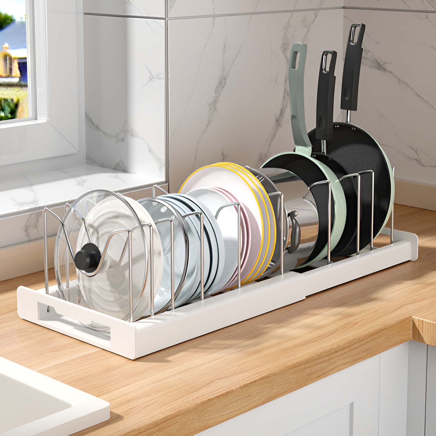 Expandable Kitchen Cookware Organizer Rack