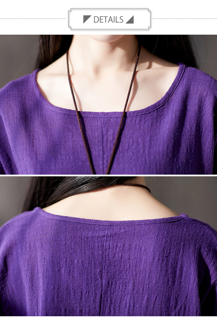 流行に左右されないシンプルな綿麻ブラウス