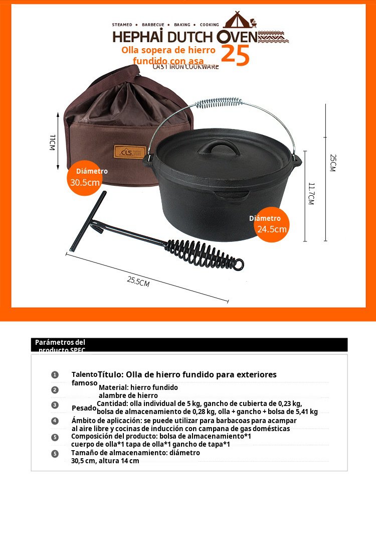 Olla de hierro para cocina al aire libre