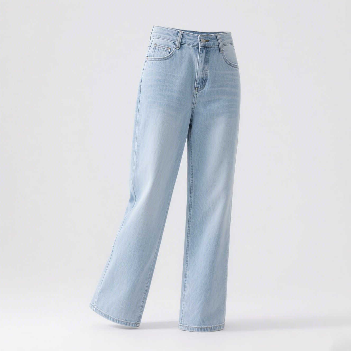 カジュアル ライトブルー ワイドジーンズ