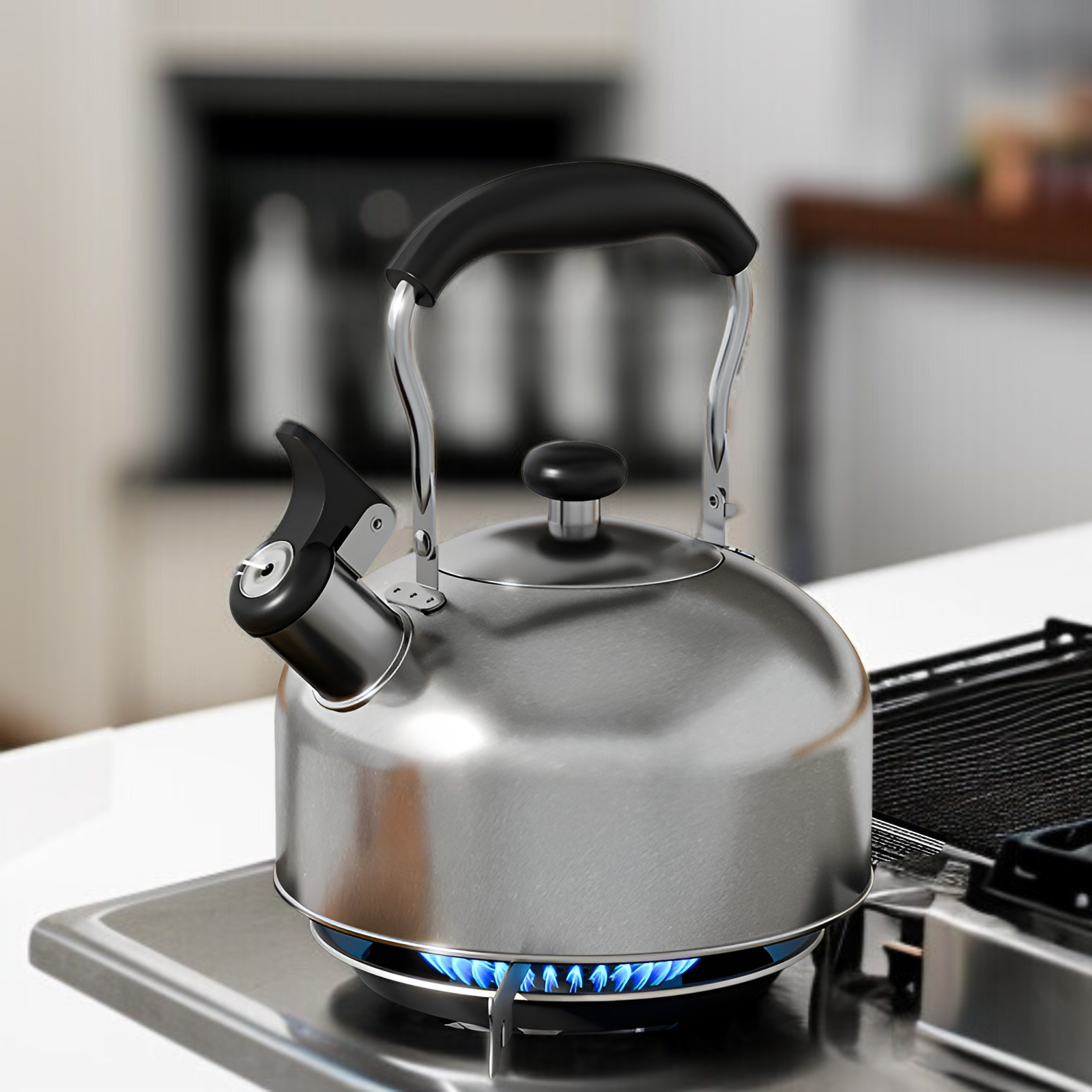 Outdoor-Camping-Wasserkocher aus Edelstahl mit Pfeife, Haushaltswasserkocher mit großer Kapazität, f