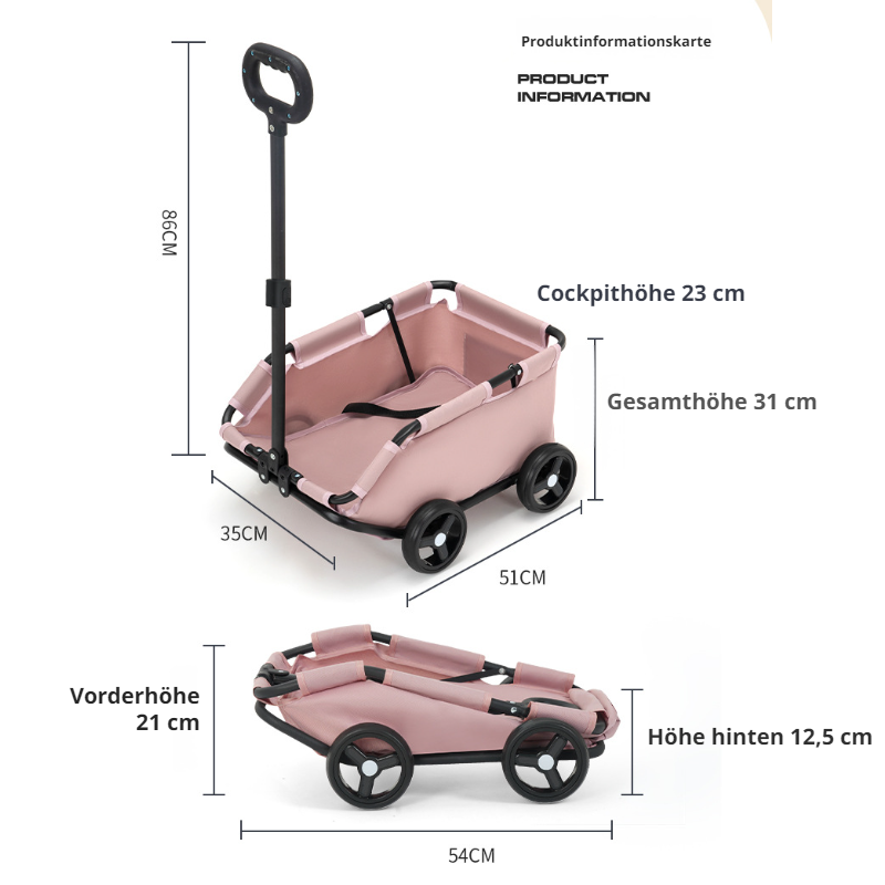 Kleiner Haustier-Kinderwagen für Hunde und Katzen, Teddy-Baby-Kinderwagen für die Reise, leichter fa