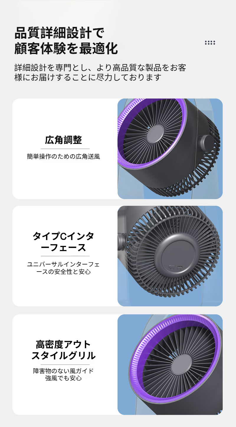 LEDライト付きファンの点灯状態