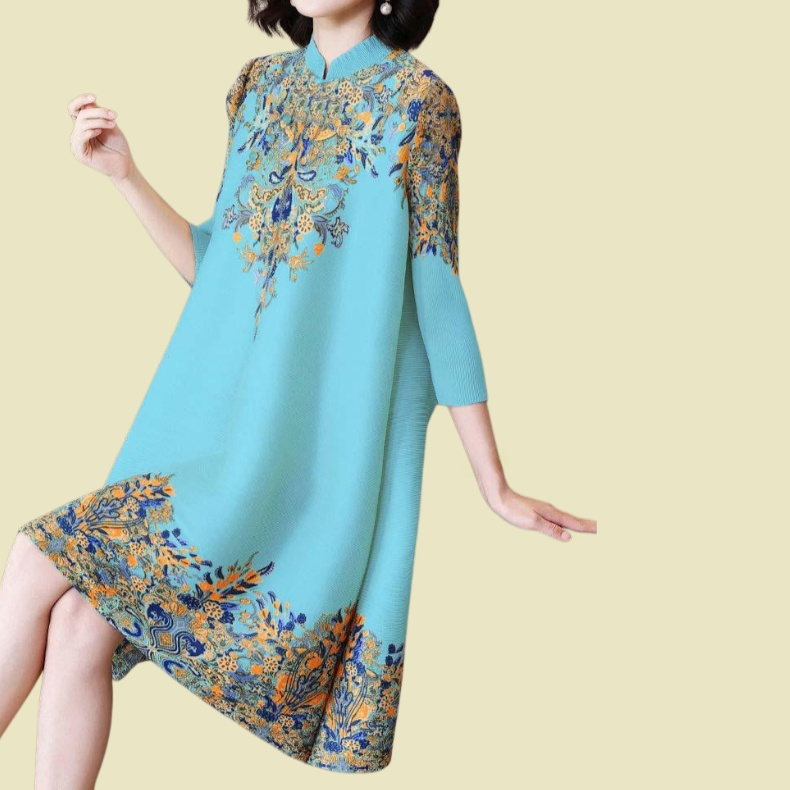 Retro style loose printed dress