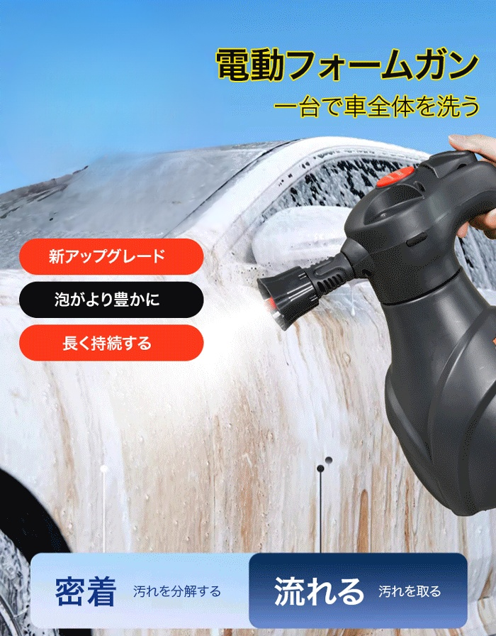 コードレス洗車用電動フォームガン