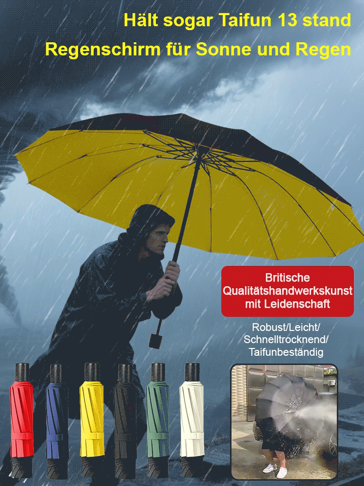 【1,3 m sturmfeste 12-Rippen】vollautomatischer Vinyl-Sonnen- und Regen-Schirm