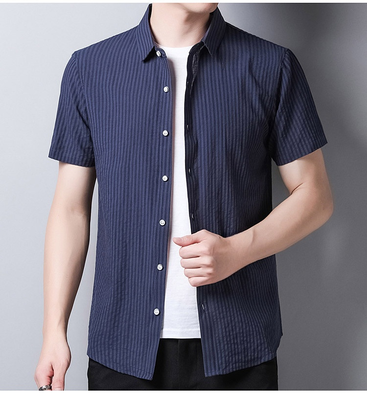 通気性良い夏用ストライプシャツ