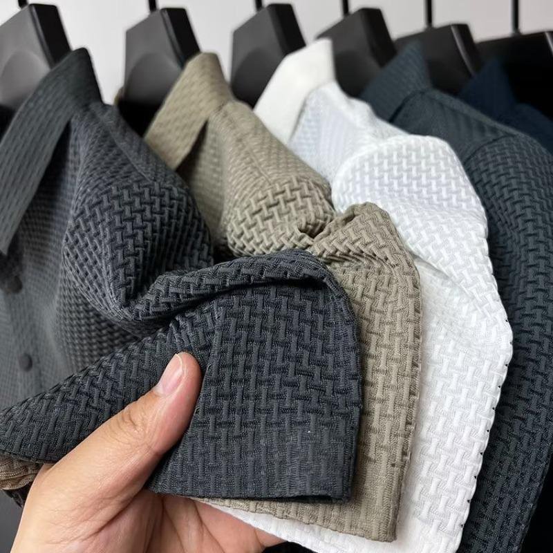 남자 여름 캐주얼 슬림 반팔 티 칼라 칼라 톱 단색 티셔츠