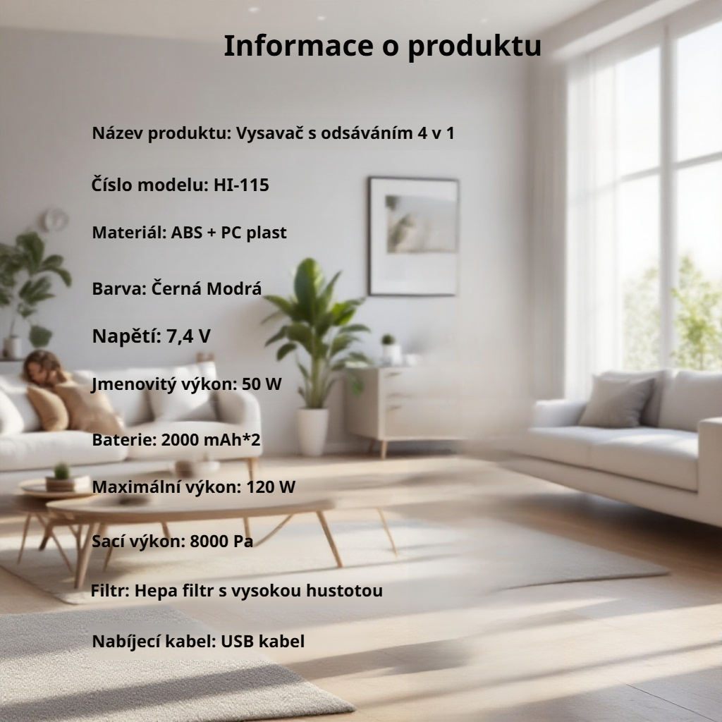 Malý ruční vysavač do auta s multifunkčním použitím a bezdrátovým nabíjením