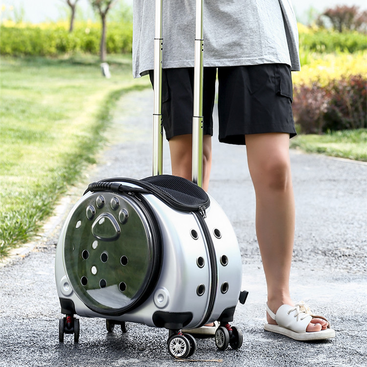 多目的透明ペットトロリーケース ショルダーポータブル小型スペースカプセル大容量お出かけバッグ ペット犬猫バッグ2透明ケース