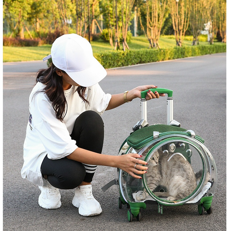 多目的透明ペットトロリーケース ショルダーポータブル小型スペースカプセル大容量お出かけバッグ ペット犬猫バッグ2透明ケース