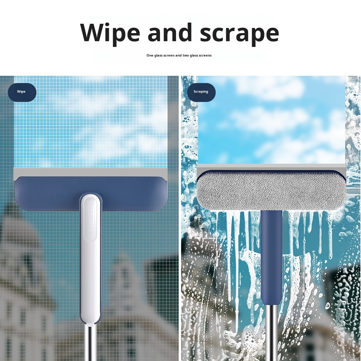 Doublesided window wiper for highrise building cleaning