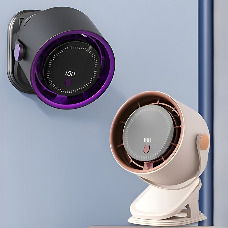 New desktop bladeless fan USB clip portable digital display 100-speed high-speed turbine small fan