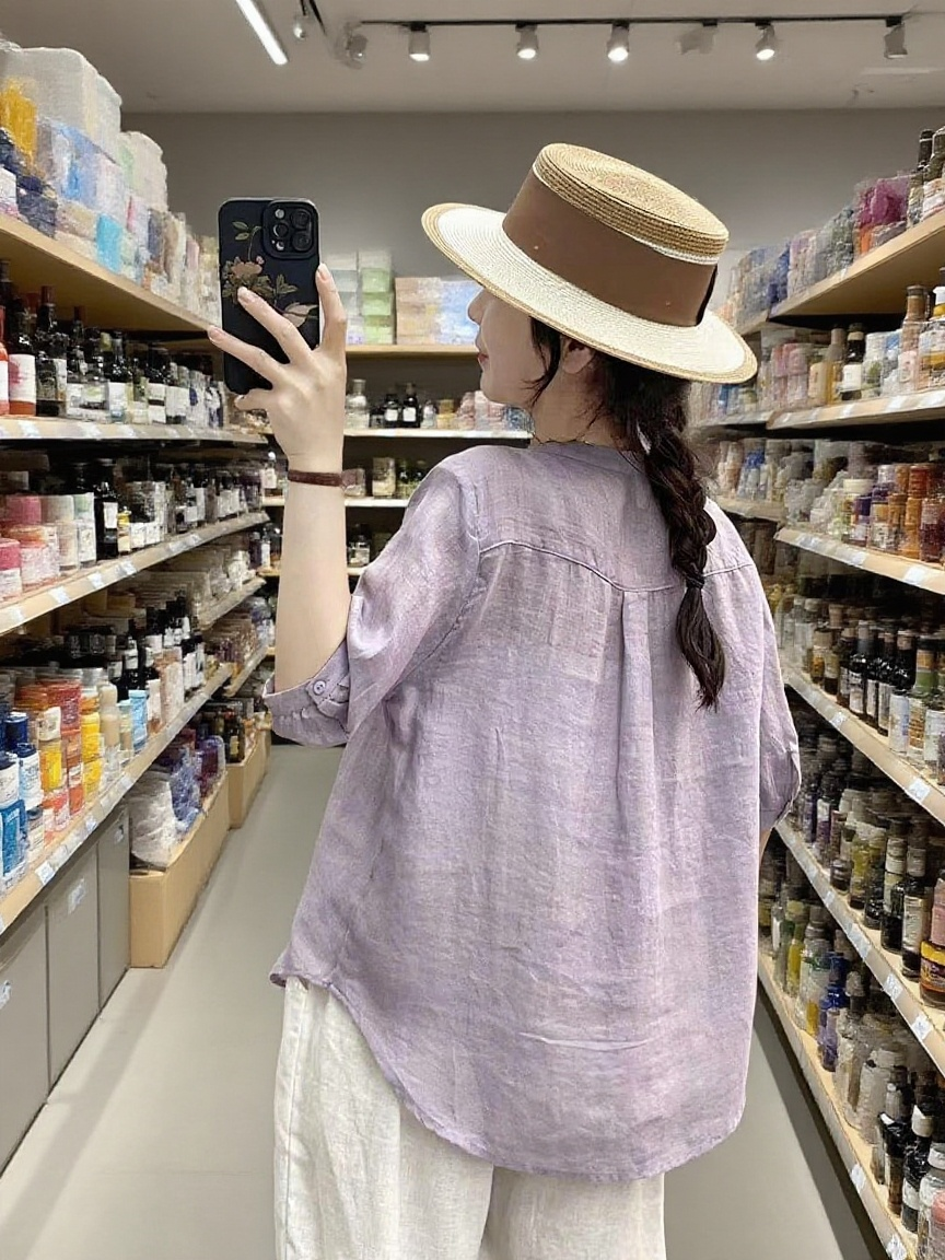 모시 소재 시원한 반팔 셔츠