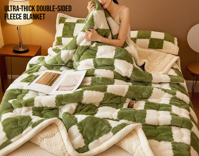 Warm and stylish grid plush blanket for sofa