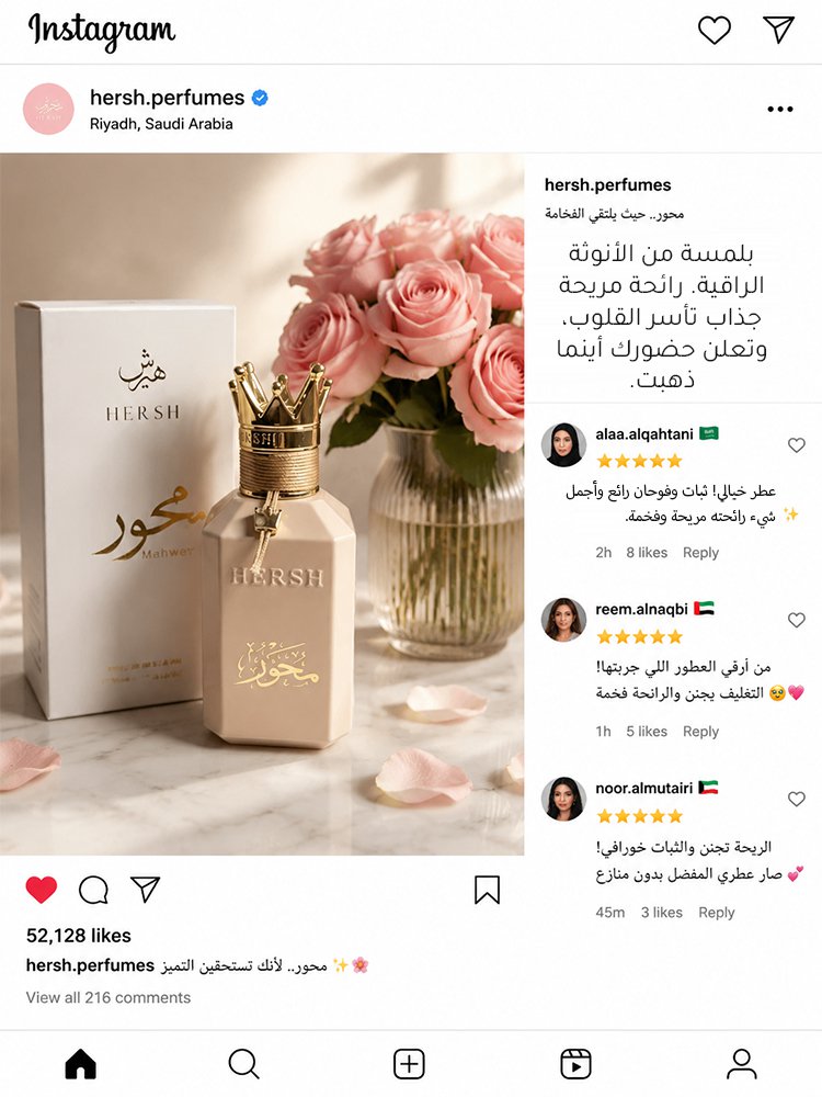 عطر نسائي راق جذاب مع زجاجة بديعة وغطاء فاخر بتصميم تاج