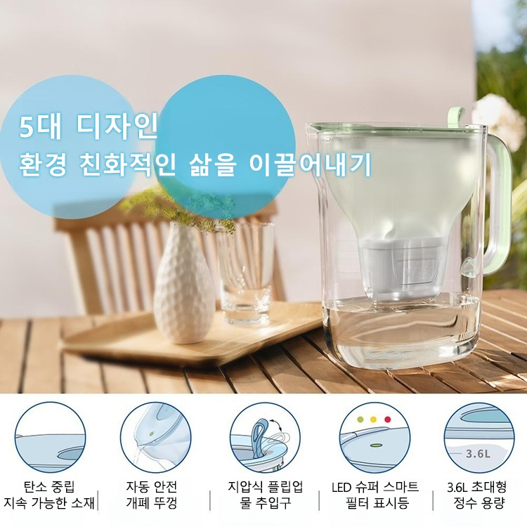 청정수 여과 필터 정수 주전자