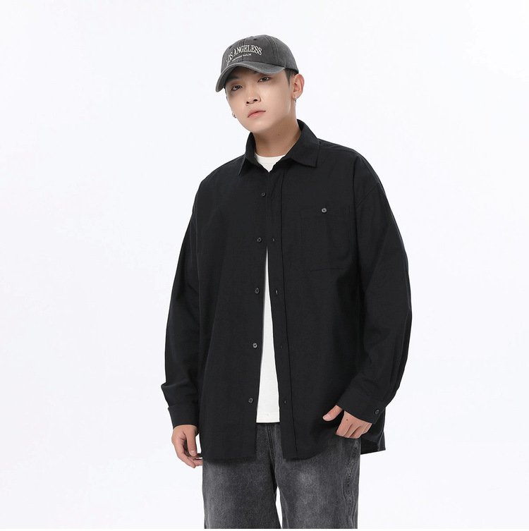 レトロなシンプルな長袖シャツコートです