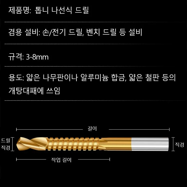 고속 강 톱날 드릴의 비트 세트