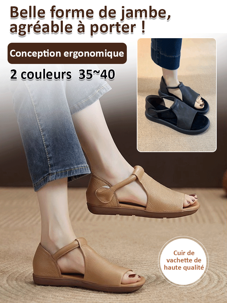 Sandales en peau de vache fabriquées à la main