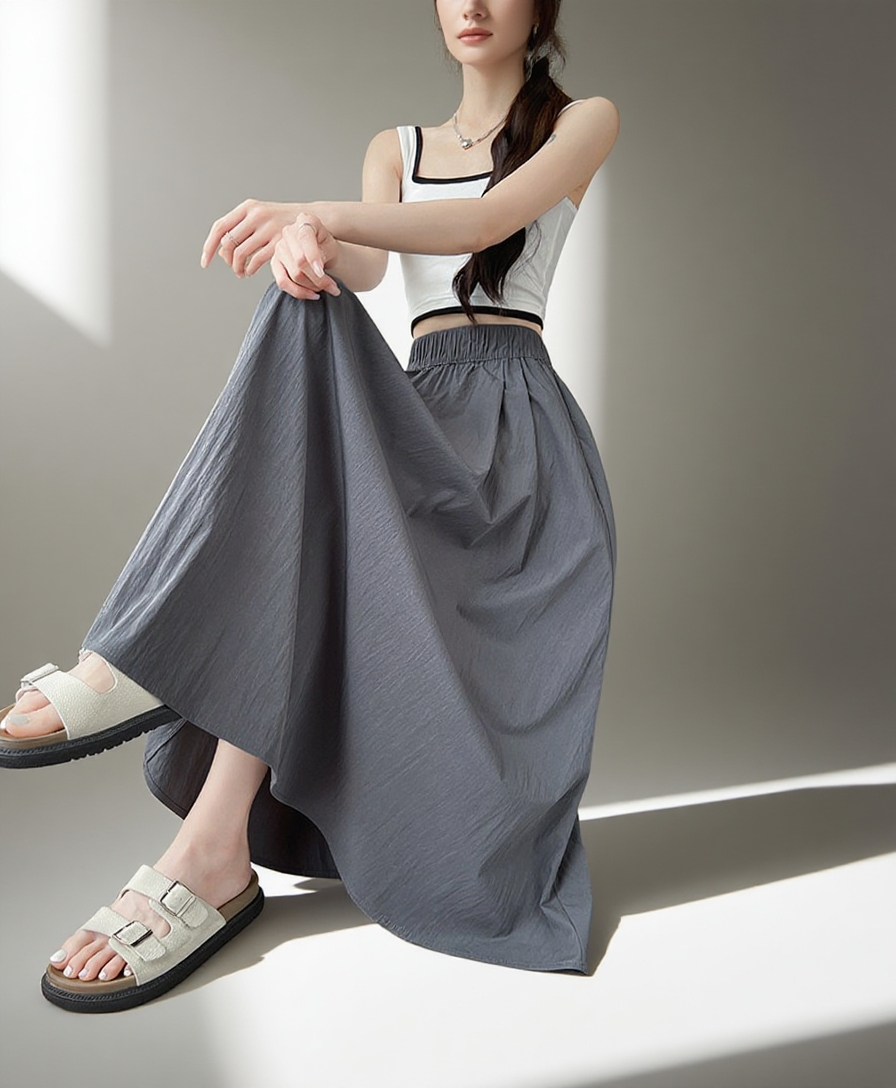 하이웨스트 우산 스커트 뒷모습