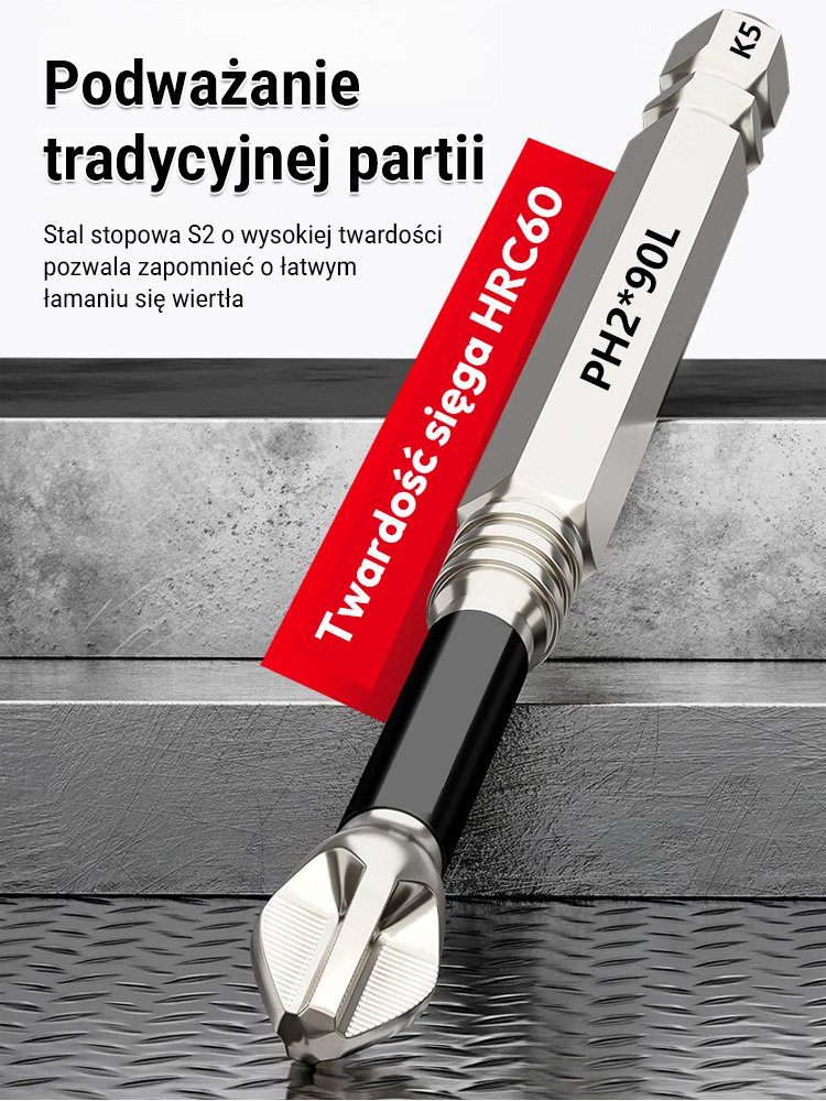 Zestaw bitów odpornych na poślizg, uderzenia i z silnym magnesem.