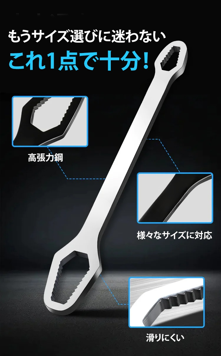 多機能レンチのサイズ調整機能