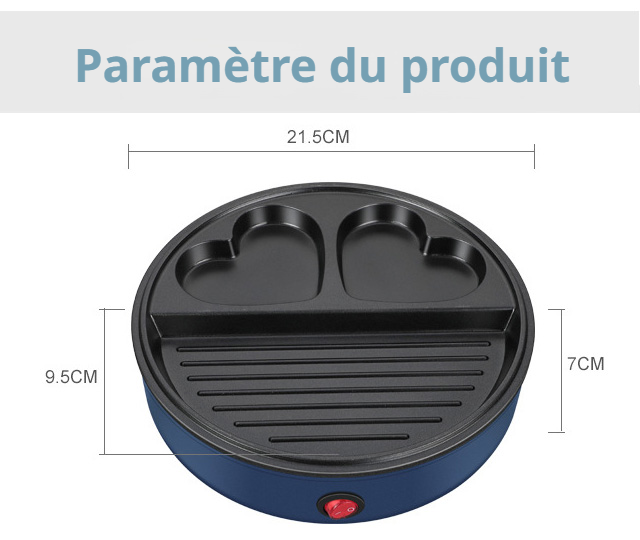 Mini gril avec surface de cuisson antiadhésive pour un nettoyage facile