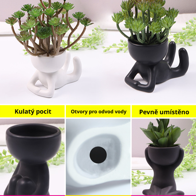 Keramický květináč ve tvaru postavy