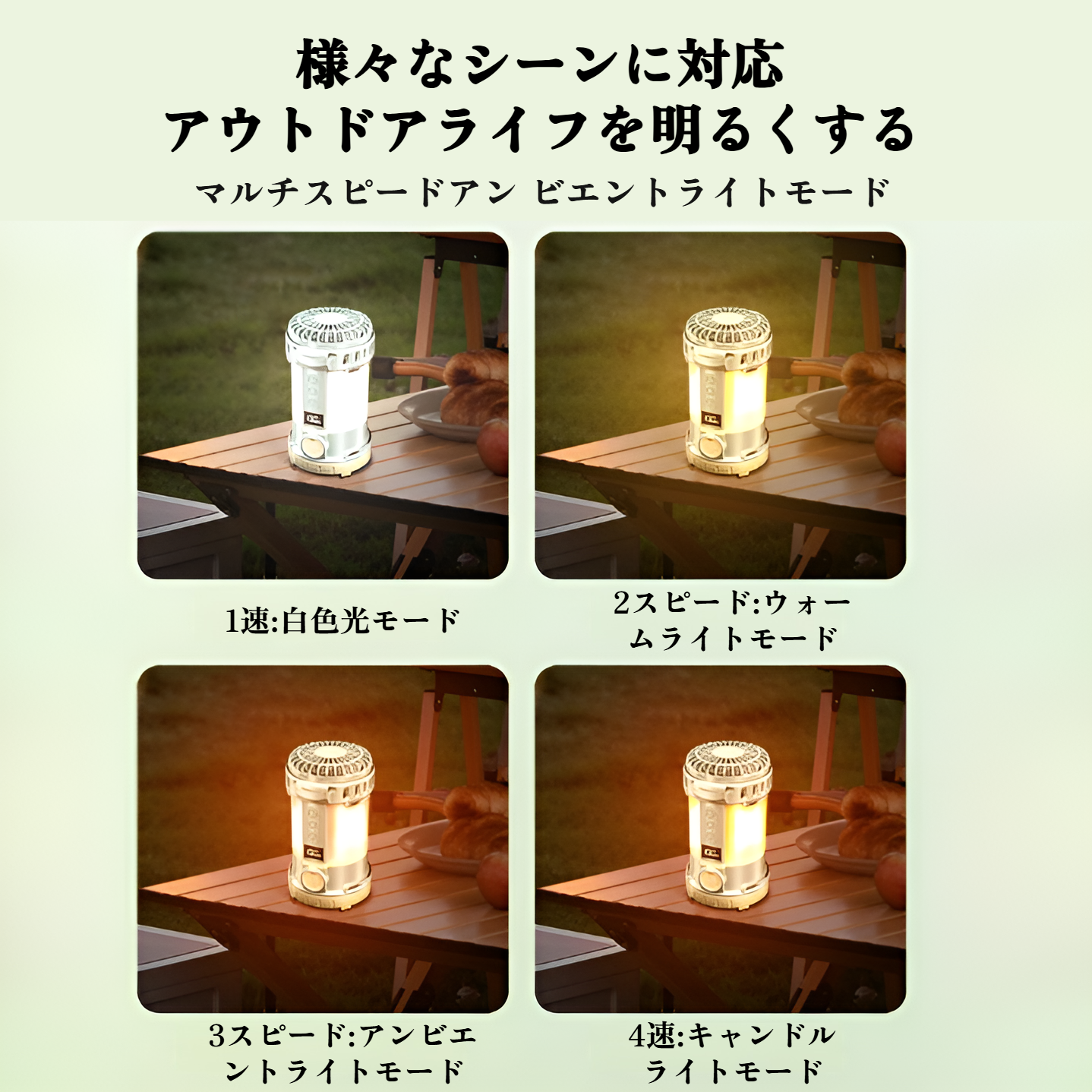 多機能LEDライト搭載ファンランプの使用シーン