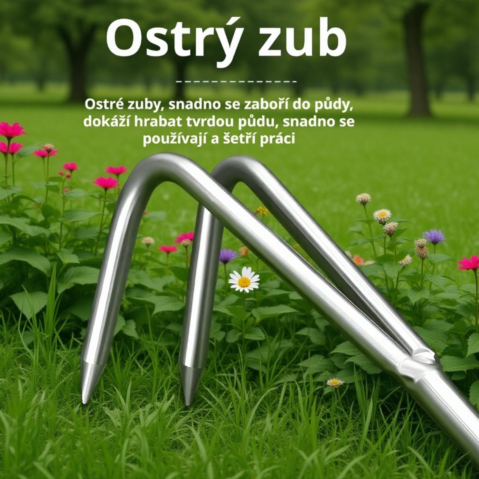 Malý ruční nástroj na zahradu s pevnou rukojetí