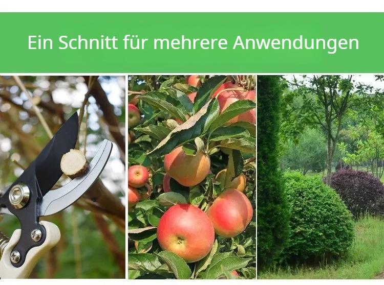 Detailansicht der scharfen SK5-Stahlklinge der Astschere