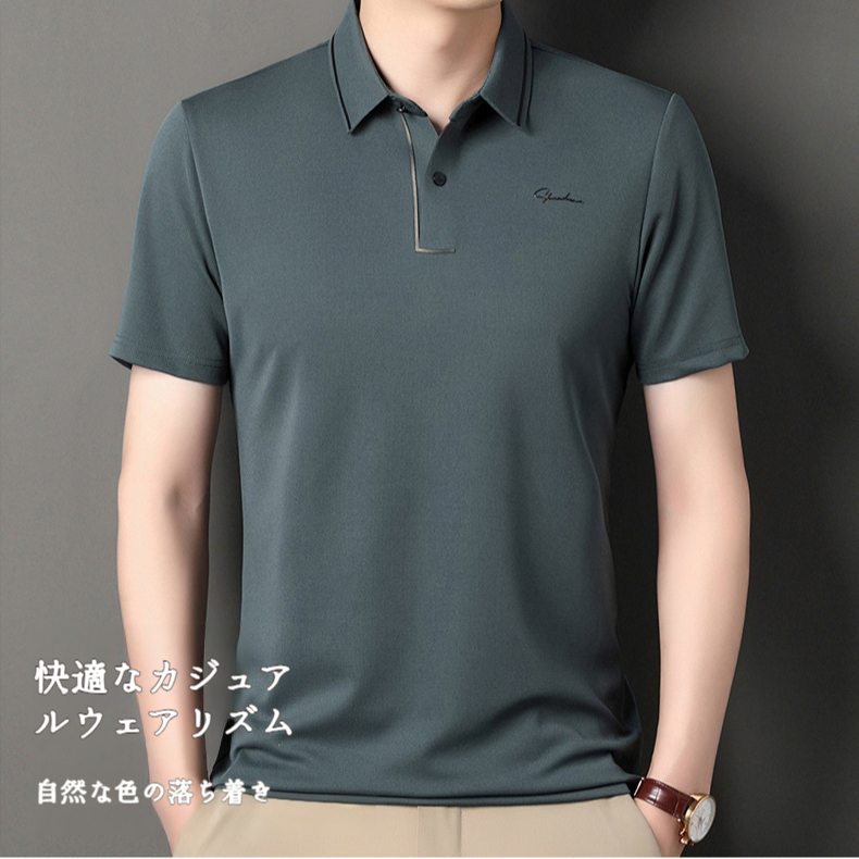 メンズパパ半袖Tシャツ ラペル メンズ 夏 ハーフスリーブ トップス カジュアル・ビジネス半袖Tシャツ