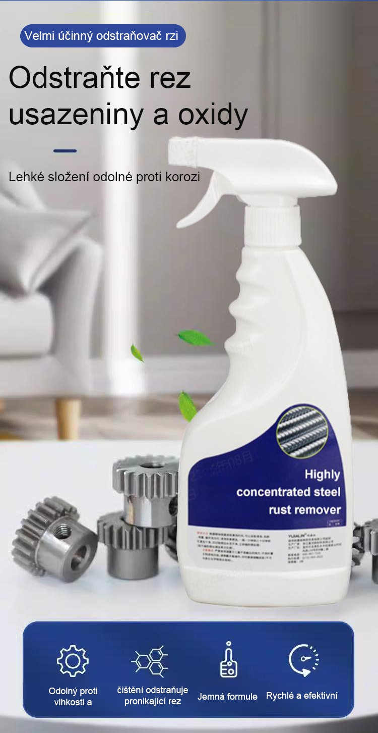 Silný ocelový odstraňovač rezi – použití na kovových površích