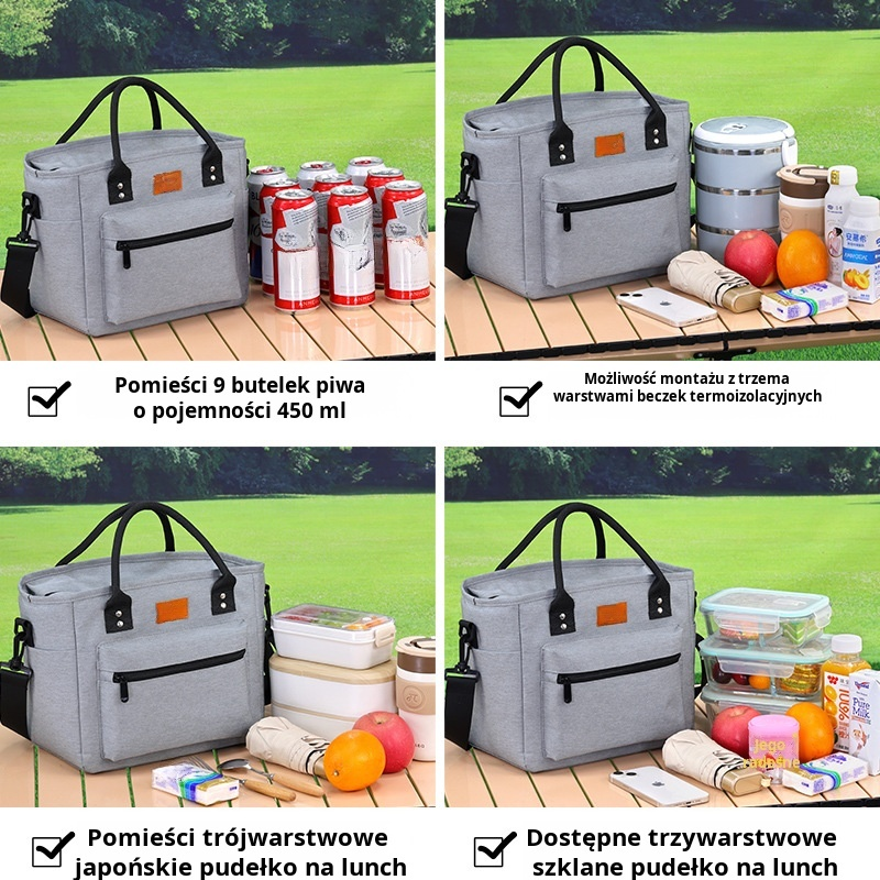 Torba na lunch o dużej pojemności z wieloma kieszeniami dla pracowników biurowych, torba na lunch, i